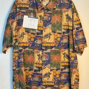 Tori Richard Shirt Mens X-Large Hawaiian Tropical Fish Button Up Short Sleeve